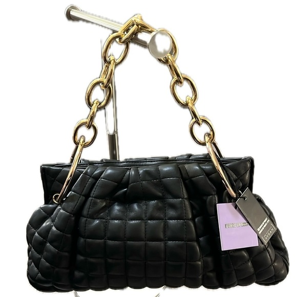 House of Want Chill Framed Clutch Vegan Leather, Black Quilt - Picture 7 of 12